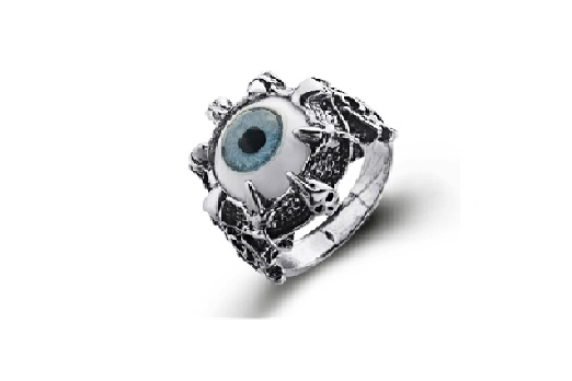 FNSK Gothic Punk Devil Eye Ring – Stainless Steel Dragon Claw Eyeball Biker Ring